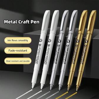 3pcs/6pcs Set Gold, Silver And White Metal Marker Pens, Medium Tip Metal Markers, Suitable For Crafting, Black Card Art, Doodling, Handmade Projects And Scrapbooking Decoration.