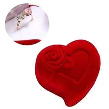 1pc Valentine's Day Red Heart Rose Flower Ring Box, Flocked Proposal Ring Box, Wedding Heart Couple Ring Box, Suitable For Holiday Anniversary Wedding Proposal Jewelry Box