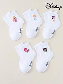 1/5 pares de calcetines lindos de princesas Disney para niñas, Elsa, Sirenita - Multicolor - Ver 7