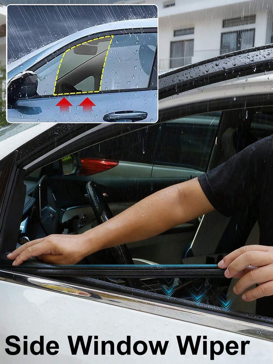 [All-Season Protection] 2pcs Car Side Window Wiper - Dual Head Rubber Windshield Scraper, Suitable For Driver And Passenger Windows, All-Season Rain, Snow, Dirt Protection