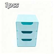 Organizador de maquillaje de plástico de 3 niveles con cajones, caja de almacenamiento multifuncional de escritorio para joyas, suministros de oficina, diseñada para escritorios o baños, caja de almacenamiento ahorradora de espacio (adecuada para uso doméstico u oficina)