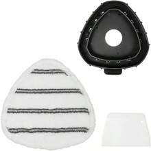 Repuestos de mopa plana, almohadillas de microfibra para trapeado, paquete de 4 almohadillas para mopa giratoria + 1 almohadilla de plástico 1 raspador para limpiar pisos, paredes y techos - se ajusta a los sistemas EasyWring RinseClean - 1 Almohadilla + 1 Base + 1 Raspador - Ver 2