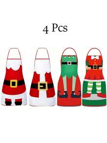 2 件圣诞老人圣诞节家居厨房卡通圣诞围裙 - 彩色 - 查看 4