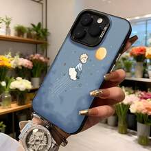 Funda para telefono con diseño de dibujos animados azul claro con personaje sentado en nube y luna estrellas para mujer elegante uso diario y citas Aplicable a los teléfonos de la serie Apple y Galaxy - Blanco - Ver 6