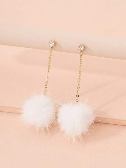 Pom-pom Drop Earrings