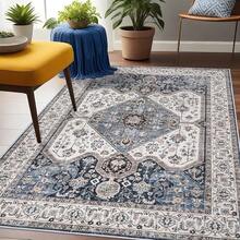 9x12 Area Rugs Living Room - Large Boho Stain-Resistant Rugs With Non-Slip Backing, Vintage Design Bedroom, Beige/Brown, Home Decor Floor - Navy - View 1