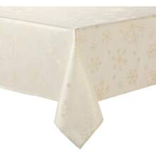 - Mantel de Navidad de 60x 104 pulgadas, mantel rectangular de copo de nieve para Accin de Gracias, da festivo, color crema y dorado serie de vidrio - 132 x 132 cm (Cuadrado) + Copo de nieve de vidrio dorado - Ver 6