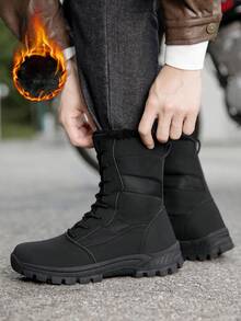 New High-Top Breathable Warm Lining Men's Outdoor Work Boots, Trainning Boots, Suitable For All Seasons, Unisex - Black - View 6