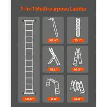 Multi-Purpose Folding Ladder 7-In-1 3 Step 12ft Reach Height For Work - 如圖 - 查看 2