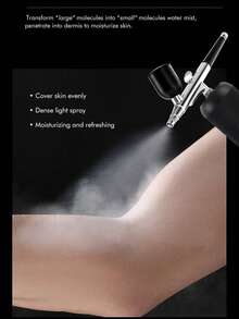 1pc Rechargeable 1000mAh Mini Air Compressor Kit Air Brush Spray Gun For Face Beauty Nano Fog Mist Sprayer Professional Airbrush Kit, Dual-Action Spray Gun For Makeup, Nail Art, Model Painting & Cake Decorating