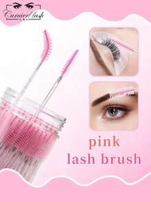 50 فرشاة رموش قابلة للتخلص منها باللون الوردي مع حاوية، عصي ماسكارا للسفر ومستلزمات مكياج الرموش، S لتمديد الرموش، فرش الحواجب البلورية، فرشاة الحواجب، فرشاة ظلال العيون، فرشاة - وردي - مشاهدة 1