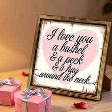 قطعة واحدة من لافتة خشبية عتيقة بشعار عيد الحب، بنمط قلب وردي، مادة مسمكة لديكور غرفة النوم/غرفة المعيشة/المكتب، هدية للأزواج/ديكور العطلات، يمكن استخدامها كديكور معلق أو زخرفة - لافتة بإطار خشبي متعدد الألوان - مشاهدة 2