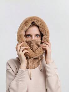 1pc Women's Thermal Ski Neck Warmer & Beanie Hat Set