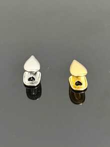 RACHELZ Hip Hop 2PCS/Set Vampire Fangs Glossy Teeth Grillz Braces Punk Top Bottom Smooth Surface Tooth Caps For Women Men Jewelry Halloween Christmas Gift Cosplay Dental Grills - Silver - View 5