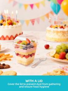 25 Pack 5 Oz Dessert Cups With Dome Lids And Spoons, Plastic Pudding Cups With Lids Mini Parfait Shooter Cups For Party Individual Banana Pudding Jello Yogurt Fruit Trifle - - - View 5