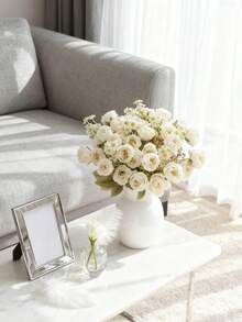 1/80pcs Artificial Rose & Daisy Flower Bouquet - Perfect For Weddings, Engagements, Birthdays And Home Decor - Versatile Fake Floral Arrangement Suitable For Living Room, Bedroom, Garden And Outdoor Spaces - White - View 5