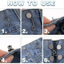 1pc/2pcs/4pcs Seamless Waist Belt Cincher Buckle, Adjustable Jeans And Pants Waist Buckle, Detachable Faux Pearl And Black Metal Snap Clip, No-Sew Jeans Adjuster - Multicolor - View 10