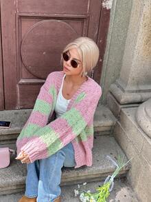 Ladies' Solid Color Jacquard Knitted Cardigan, Casual Autumn/Winter