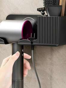 Modern Minimalist Style No-Nail No-Drill Bathroom Multi-Function Hair Dryer Storage Rack - Multicolor - View 2
