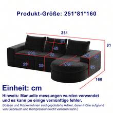 Chenille Sofa With Curved Elements And Lounge Chair, Fully Compressed And Without Frame, Modular Combination Sofa L-Lounger, Foam Compression Sofa, No Assembly Required
