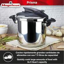 Olla A Presión Magefesa Prisma 7.5 Litros 01OPPRISM75, Acero Inoxidable 18/10, Cocina Sana, Inducción, Bloqueo Fácil, Cierre Cómodo y Fácil, Reparto del Calor uniforme - Plateado - Ver 4