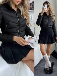 Chamarra Big City Para Mujer Acolchada Ligera De Moda - Negro - Ver 1
