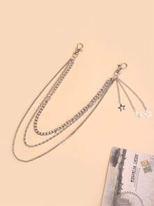 1pc Kids Silver Color Fashion Pants Chain Accessory With Star Punk Style