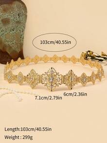 1pc Luxury Teardrop Crystal Embellished Metal Waist Belt For Women, Adjustable Length, Suitable For Middle Eastern Saudi Arabian Wedding Bride, Festival Party, Body Jewelry