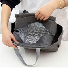 Double Pockets Portable Lunch Bag Lunch Box Insulated Canvas Tote Bag School Lunch Portable Dinner Box Picnic Food Storage