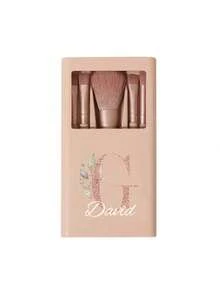 5 pièces/set Ensemble de pinceaux de maquillage portable personnalisable avec miroir, lettres de A à Z, imprimé avec un motif floral simple, ensemble de pinceaux de maquillage en boîte, pinceau de maquillage multifonction avec boîte à miroir, mini stylo de maquillage multifonction, pinceau de fond de teint - multicolore - Voir 35
