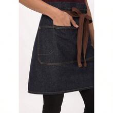 Unisex Memphis Half Bistro Apron For Kitchen And Restaurant Use Durable Adjustable And Stylish Design With Multiple Pockets For Efficient Food Service And Professional Appearance - IndigoBlue - Xem 5