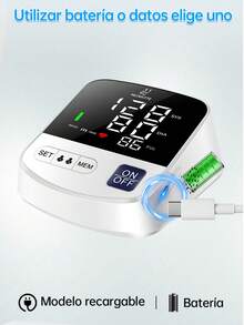 Español Monitor Presion Arterial Digital Lcd Para Brazo Intellective Carga USB - Blanco - Ver 10