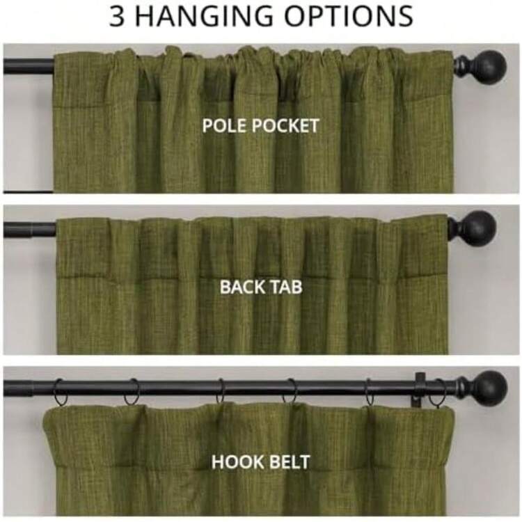 HPD Half Price Drapes - Cortinas de Lino sintético para Sala de Estar (1 Panel), 50 de Ancho x 84 de Largo, Cortinas texturizadas para oscurecer la habitación para recámara, 84 Pulgadas de Largo(127An x 304.8Al cm (1 Paneles) Verde (Tuscany Green)) - Multicolor - Añade 5