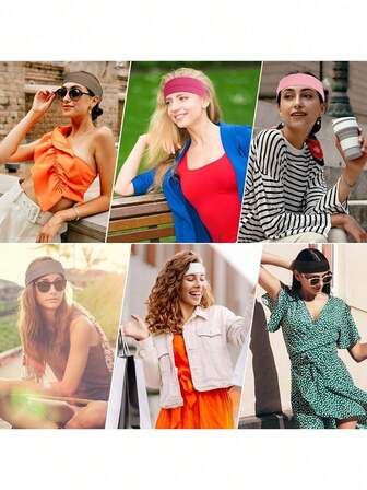 Headbands For Women Non Slip - 7PCS Fashion Sports Hair Bands For Women's Hair, Soft Cotton Cloth Stretchy Headbands For Women For Workout Yoga Running