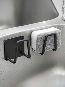 2 piezas Soporte para esponja de acero inoxidable sin taladro - Rejilla de drenaje autoadhesiva para fregadero de cocina, multiusos para esponja, estropajo, jabón de platos, regalo de Navidad 2025 - Multicolor - Ver 5