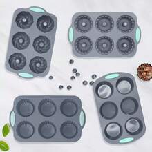 6-Cavity Grey Silicone Cake Mold, DIY Handmade Soap Mold, Pumpkin Cup, Chocolate Cookie, Donut, Dessert Baking Mold - Grey - View 2