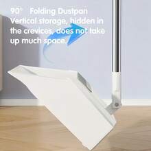 A Set Of Long-Handled Rotating Broom And Dustpan With Comb Teeth, Suitable For Home, Kitchen, And Office Cleaning. - 白色 - 查看 2