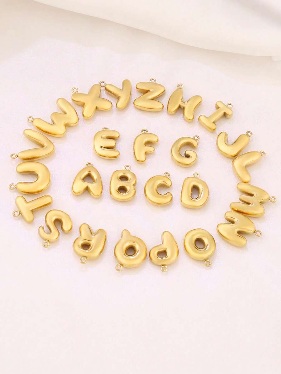 3件套不锈钢A-Z字母吊坠,共26个字母,适用于DIY珠宝制作材料和配件 - 3件字母 - 查看 1