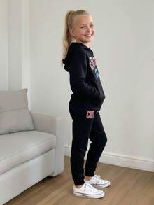 Conjunto Con Pants Deportivos Para Niña  Estilo Casual - Negro - Ver 2