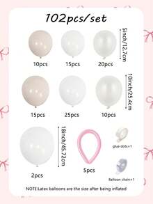 102pcs White Flower Arch Kit, Includes White Latex Balloons And Pink Magic Balloons Forming Bows, Suitable For Wedding, Engagement, Bridal Shower, Birthday, Baby Shower Party Decoration, Tea Party Themed Photography Props - Multicolor - View 2