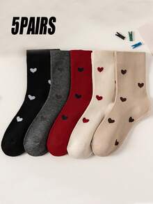 5 pares de calcetines de media caña de unicolor, de moda, versátiles, lindos, transpirables, que absorben la humedad, antideslizantes y adecuados para el uso diario casual para mujeres - Multicolor - Ver 10