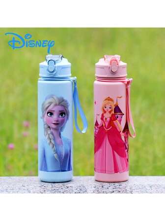 Disney 27.05盎司冰雪奇缘艾莎公主图案水杯，可爱防漏大容量便携翻盖吸管杯，适合通勤、旅行、野餐和日常使用，是圣诞礼物的理想之选。