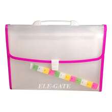 Folder Plástico Repelente Tipo Maletín 12 Separadores - Rosa - Ver 1