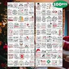 100PCS Cute Temporary Tattoos - Christmas Bl Saying Inspired Holiday Letter Greeting Stickers For Adults And, , Makeup, Nail Supplies, Christmas, Nails, Stocking Stuffers, Christmas Gifts, Room Decor, Christmas Decorations, Christmas Decor - 紅綠黑 - 查看 5