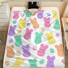1pc Easter Bunny Print Flannel Throw Blanket - Soft, Cozy, And Lightweight Multi-Color Design With Colorful Easter Eggs And Bunnies - Perfect For Holiday Gifting, Sofa, Or Bed Decor - Available In Multiple Sizes, Holiday Throw | Playful Pattern | Soft Texture, Easter, Soft Flannel Blanket - Multiple Sizes, Cozy Must-Have - Nhiều màu - Xem 6