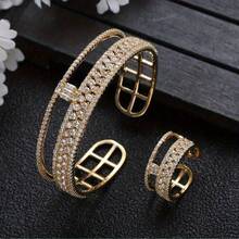 1 Set Double Circle Design Ring & Bracelet Set, Luxurious & Elegant, Suitable For Various Hand Sizes, Perfect For Dates And Parties - Multicolor - View 3