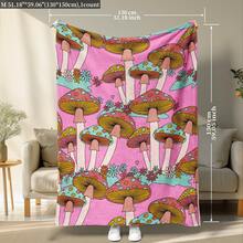 Contemporary Mushroom Pattern Flannel Throw Blanket - Soft Warm Knitted Polyester Throw For Sofa, Napping, Travel, Home Decor - All-Season Cozy Blanket For Festive Gifts And Camping, Soft Flannel Blanket - Multiple Sizes, Cozy Must-Have - 彩色 - 查看 5
