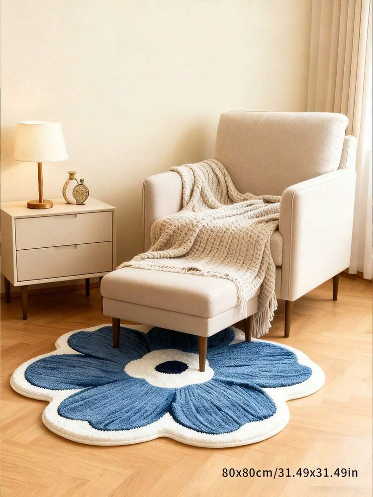 1pc Dopamine Colorful Floral Decorative Carpet, Rug Is Collapsible, Easy To Clean, Washable. Natural & Comfortable Carpet, Bedside Rug, Bedroom Rug, Study Room Rug, Living Room Rug, Home Decor Rug, Printed Rug, Window Sill Rug, Suitable For Home Decoration. Plush Rug, Thick Rug - Multicolor - View 5