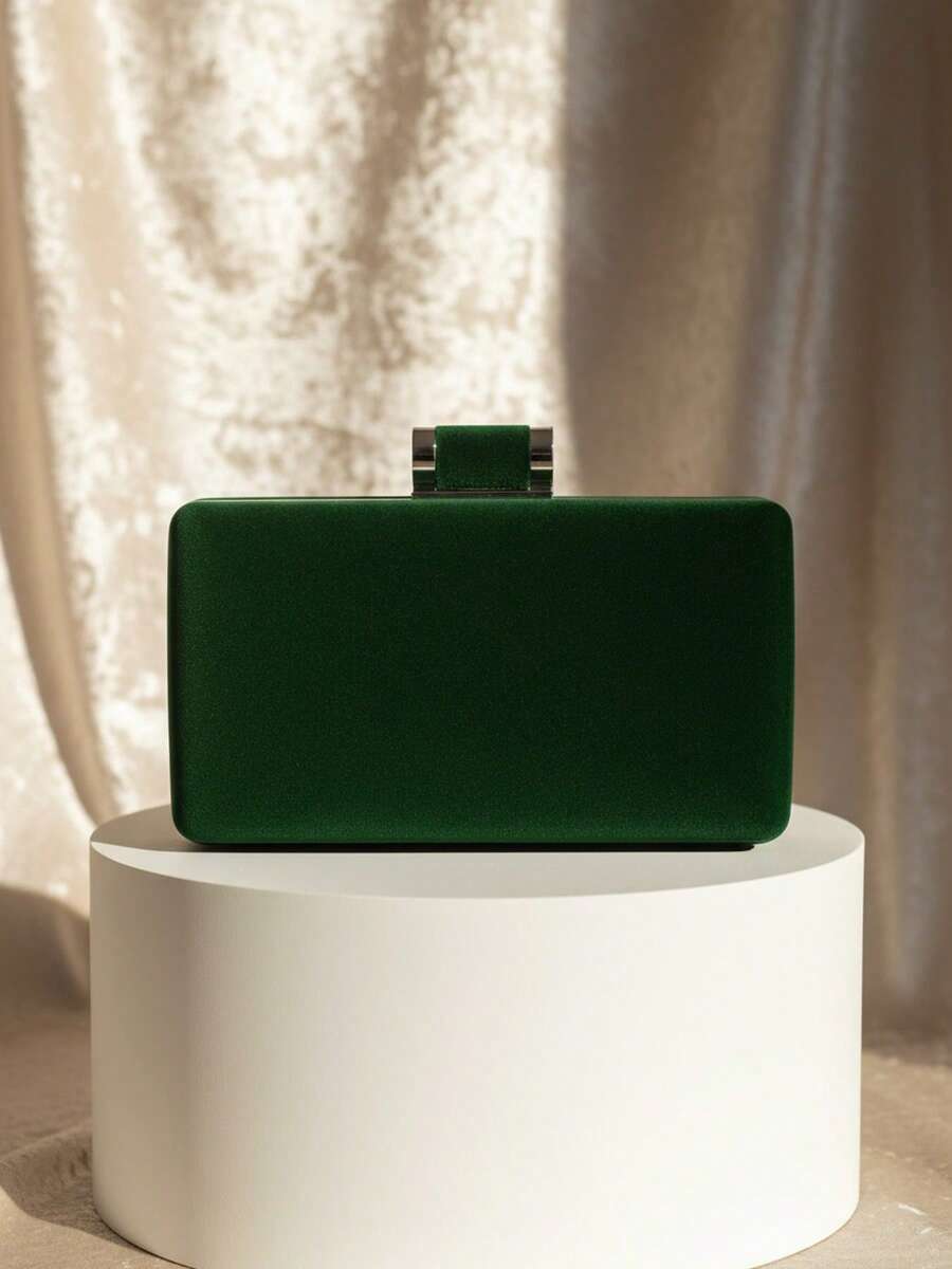 Túi xách cầm tay hình chữ V đính sequin lấp lánh, dây xích kim loại, kiểu dáng phong bì, thích hợp cho tiệc tùng, đám cưới, các dịp thường ngày, túi xách nữ, ví dự tiệc. - màu xanh lá - Xem 1