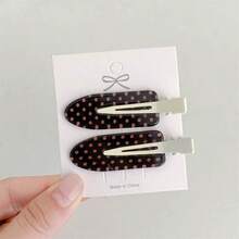 2个新款黑白波点发夹，简约甜美女孩刘海侧夹发饰 - 彩色 - 查看 8